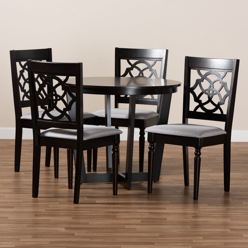Baxton Studio - Valerie Dining Set in Grey/dark brown - Valerie-Grey/Dark Brown-5PC Dining Set view 8
