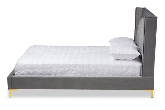 Baxton Studio - Valery Queen Size Bed - BBT6740-Dark Grey-Queen view 2