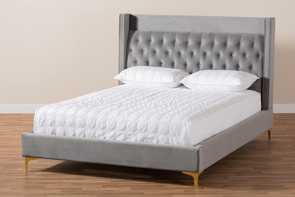 Baxton Studio - Valery Queen Size Bed - BBT6740-Dark Grey-Queen view 7