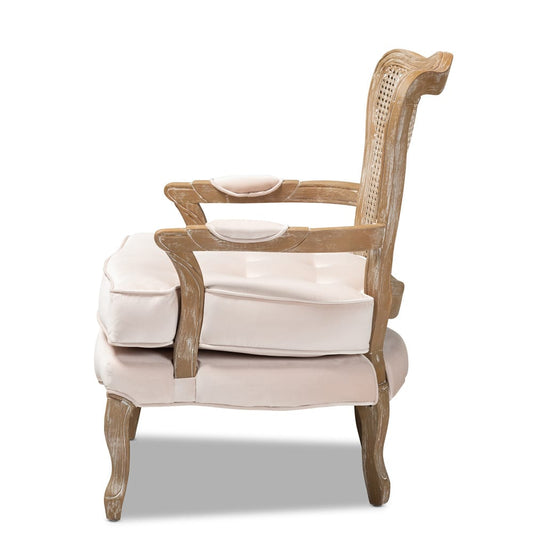 Baxton Studio - Vallea Chair in Light Beige/Oak - TSF7764-Light Beige-CC view 2