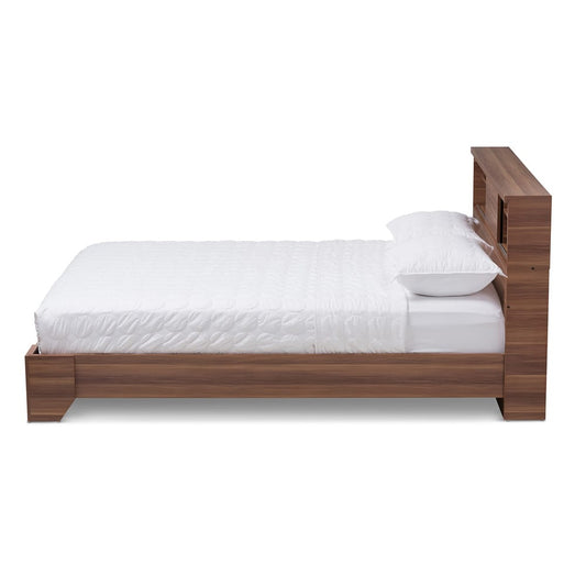 Baxton Studio - Vanda Queen Size Bed in Black/"Walnut" Brown - VDQB001291-Walnut/Black-Queen view 2
