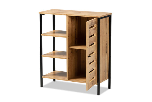 Baxton Studio - Vander Shoe Cabinet - MP008-Wotan Oak-Shoe Cabinet view 2