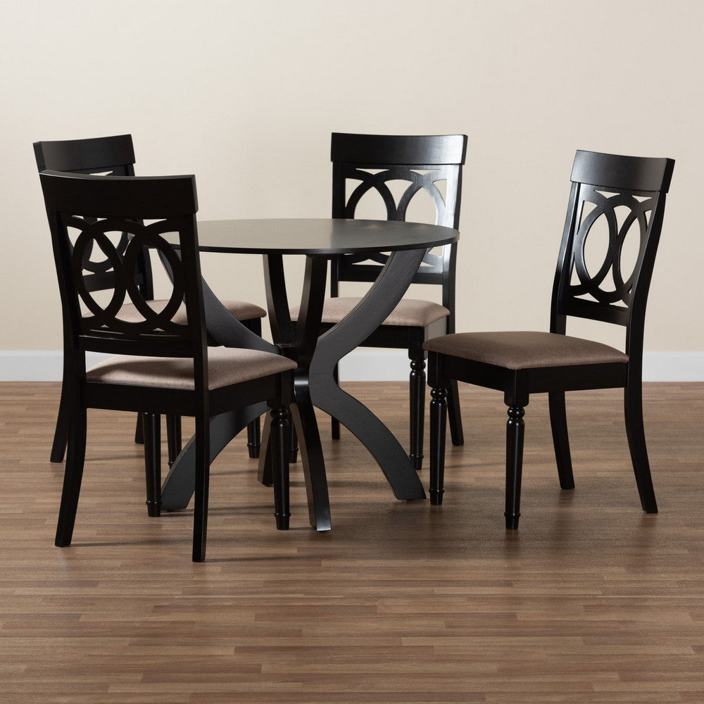 Baxton Studio - Velia Dining Set in Beige/Dark Brown - Velia-Sand/Dark Brown-5PC Dining Set view 9
