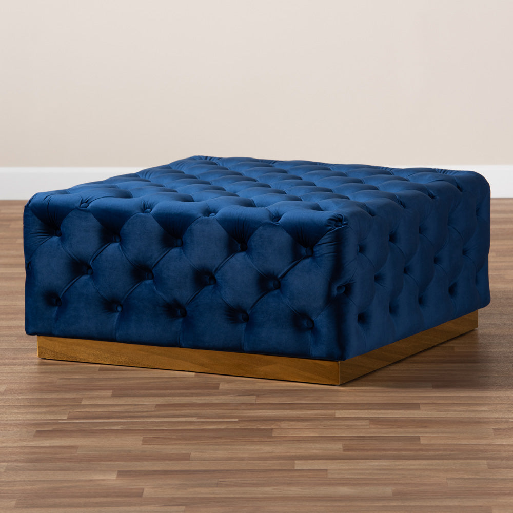 Baxton Studio - Verene Ottoman in Royal Blue/Gold - TSF-6690-Royal Blue/Gold-Otto view 6