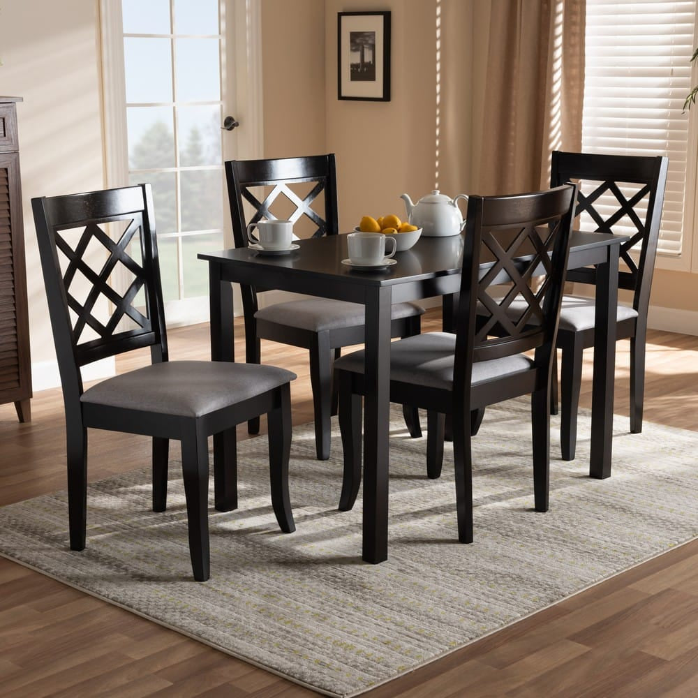 Baxton Studio - Verner Dining Set in Gray/Espresso - RH330C-Grey/Dark Brown-5PC Dining Set view 6