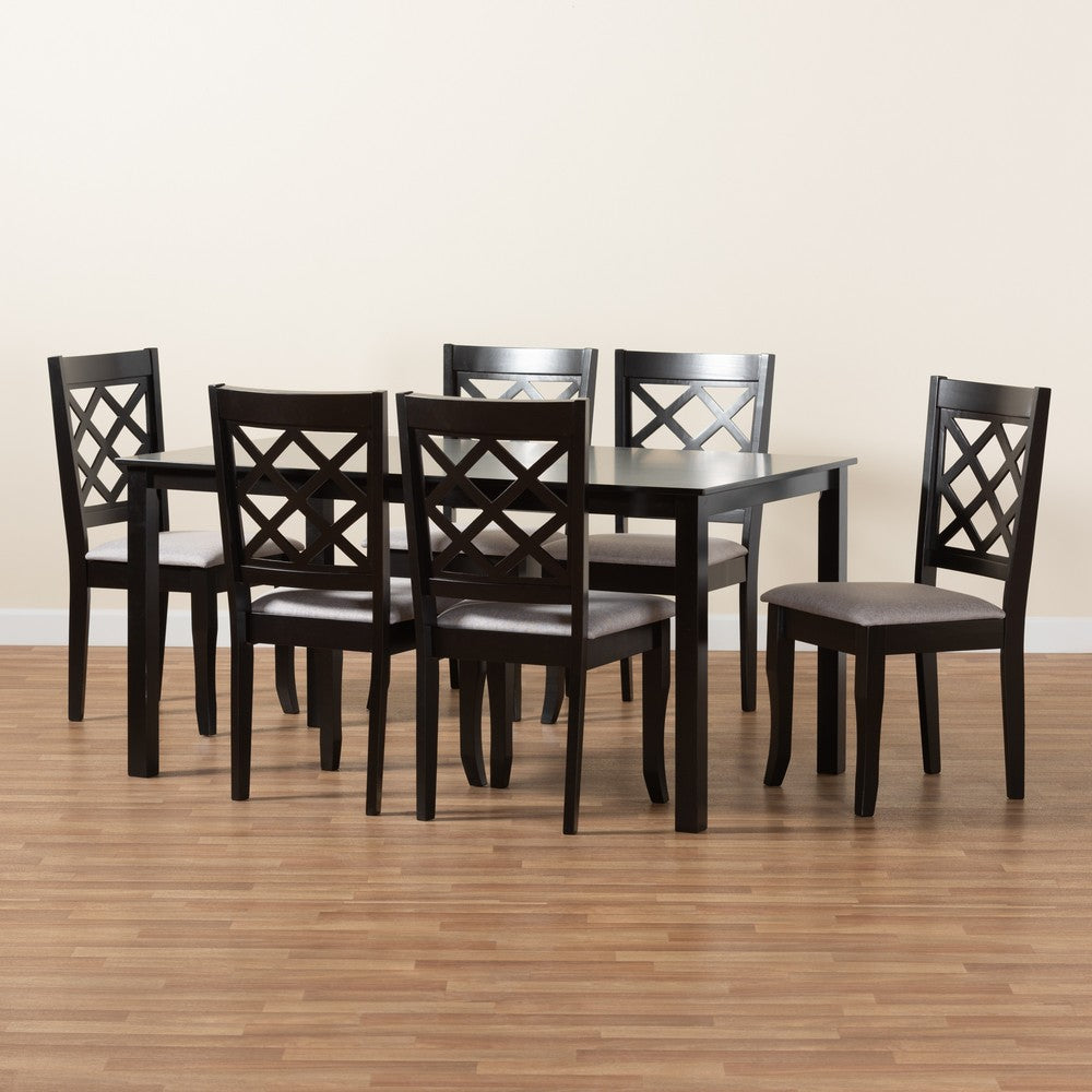 Baxton Studio - Verner Dining Set in Grey/Dark Brown - RH330C-Grey/Dark Brown-7PC Dining Set view 8