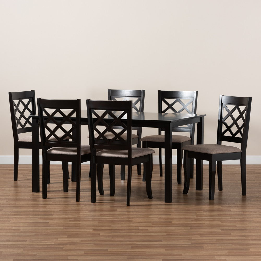 Baxton Studio - Verner Dining Set in Sand/Dark Brown - RH330C-Sand/Dark Brown-7PC Dining Set view 8