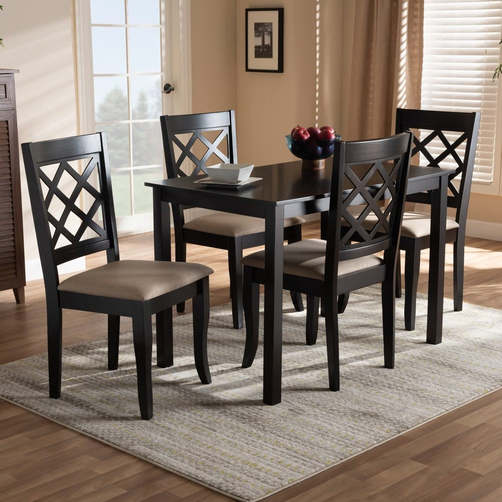 Baxton Studio - Verner Dining Set in Sand/Espresso - RH330C-Sand/Dark Brown-5PC Dining Set view 6