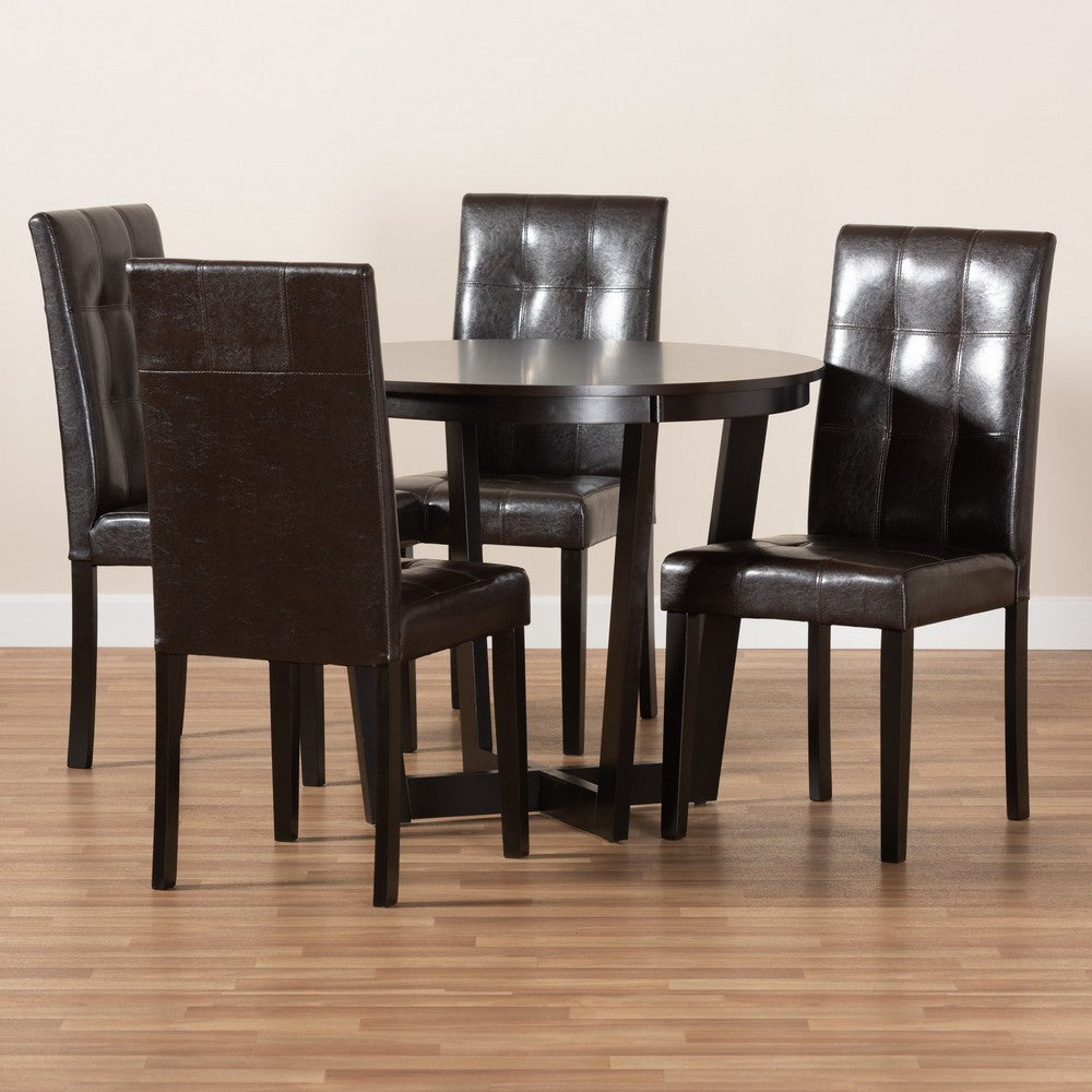 Baxton Studio - Vida Dining Set in Dark Brown - Vida-Dark Brown-5PC Dining Set view 8