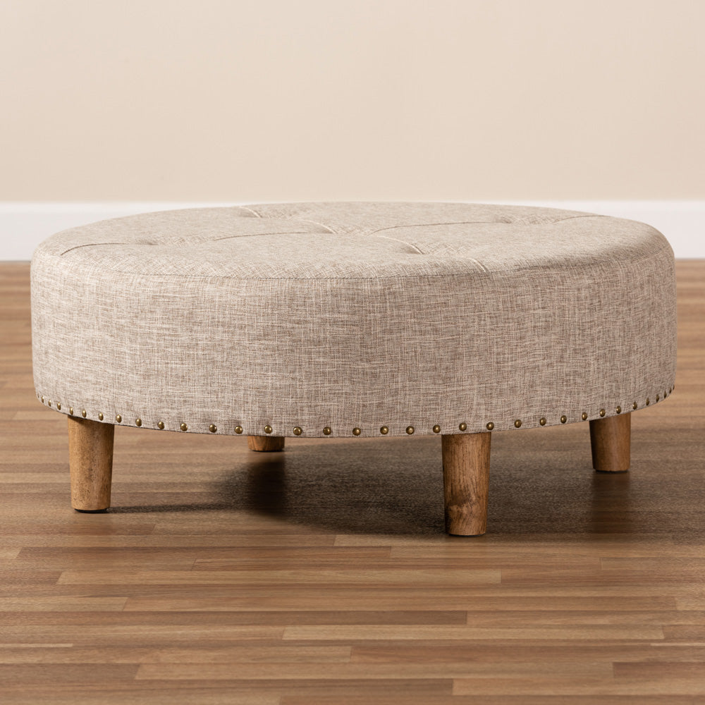 Baxton Studio - Vinet Ottoman in Beige - JY17A200-Beige-Otto view 6