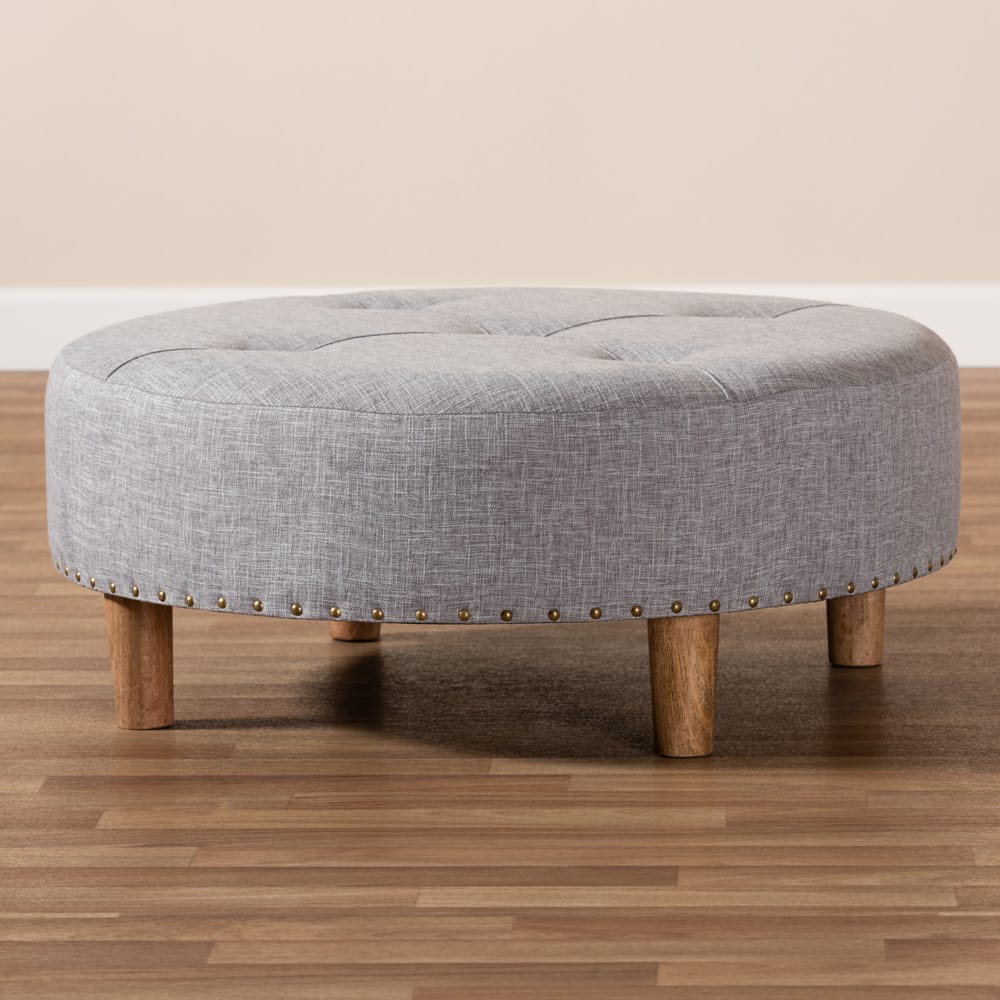 Baxton Studio - Vinet Ottoman in Gray - JY17A200-Light Grey-Otto view 6