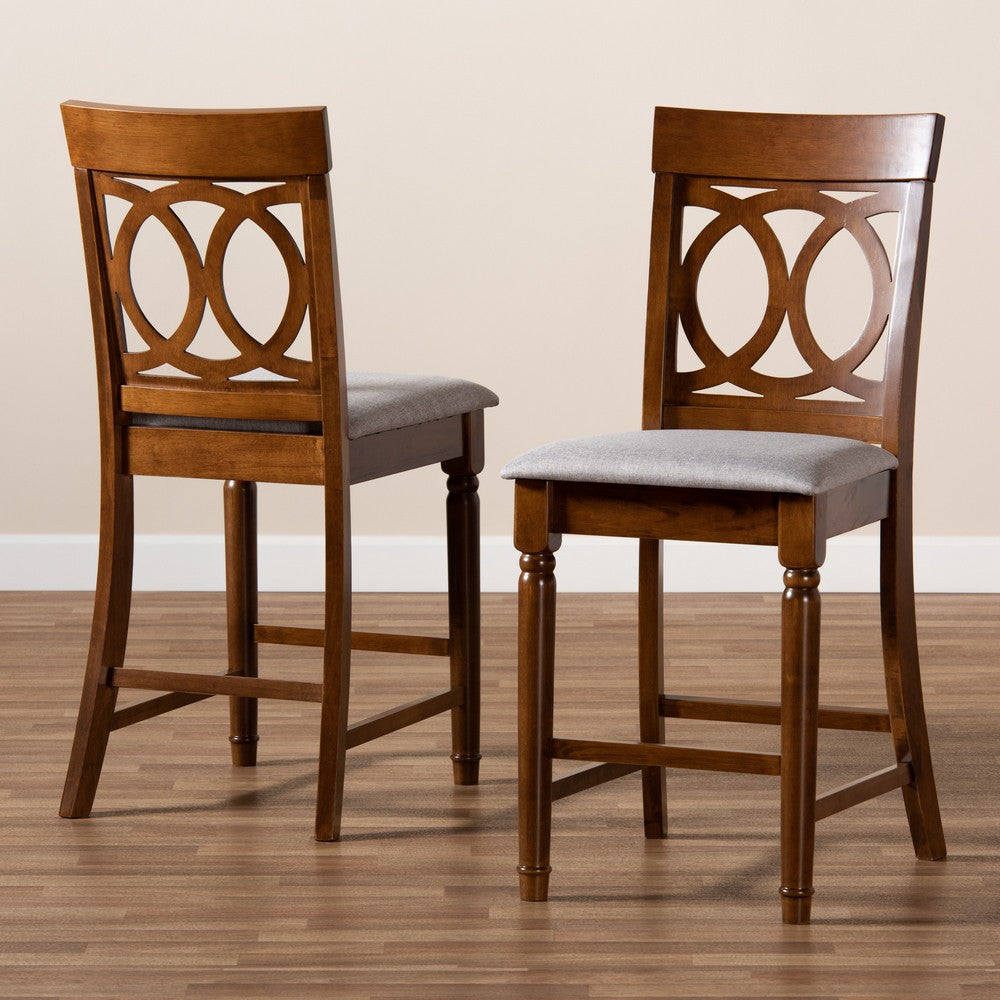 Baxton Studio - Violet Set of 2 Pub Stools in Grey/Walnut - RH323P-Grey/Walnut-PC view 7