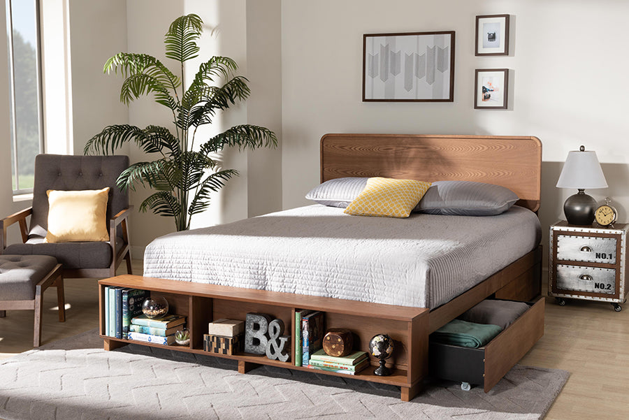 Baxton Studio - Vita King Size Bed in Ash Walnut - Vita-Ash Walnut-King view 10