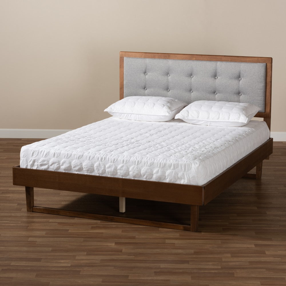 Baxton Studio - Viviana King Size Bed in Light Gray/Walnut - Viviana-Light Grey/Ash Walnut-King view 7