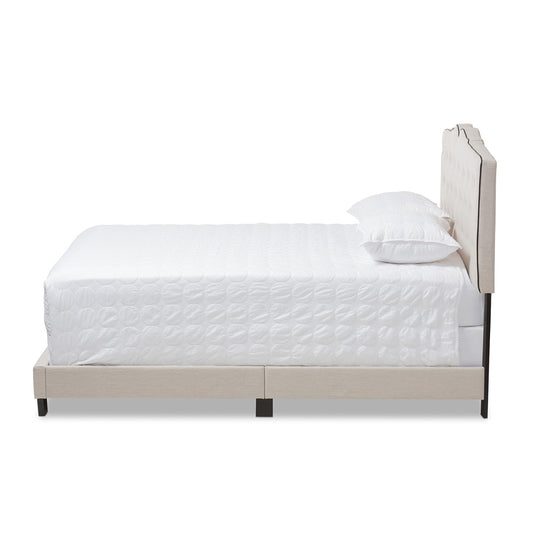 Baxton Studio - Vivienne King Size Bed in Light Beige - CF8747-P-Light Beige-King view 2