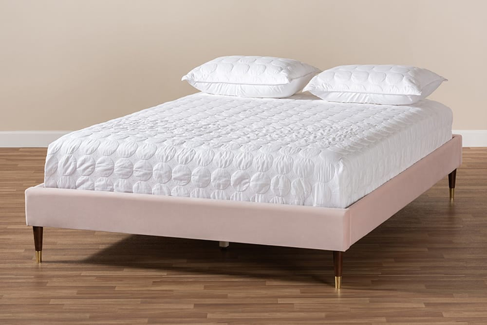 Baxton Studio - Volden Full Size Bed - BBT6598A1-Light Pink-Full view 6