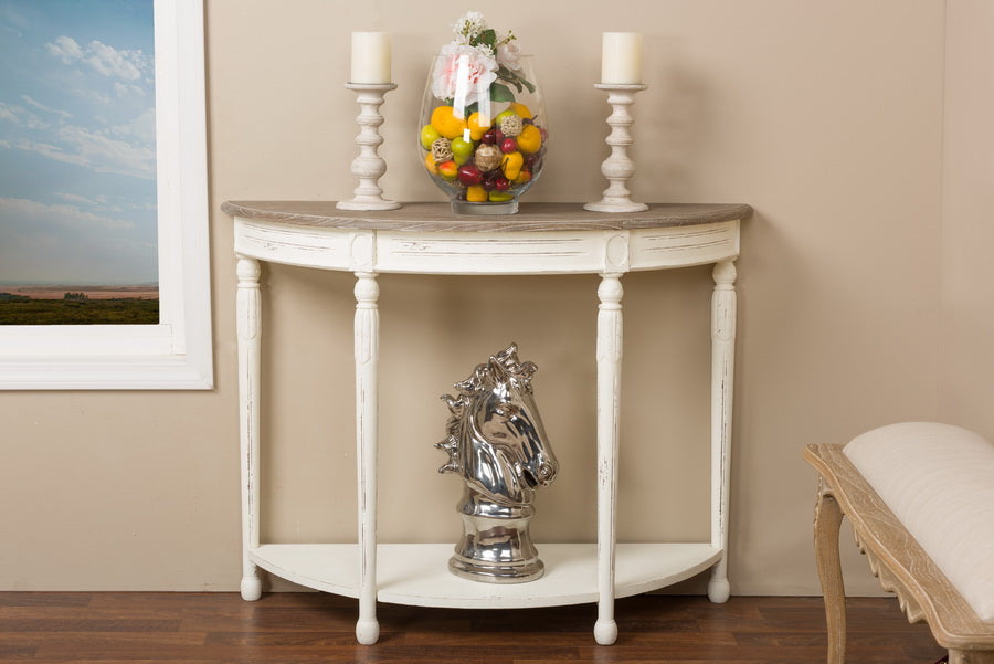 Baxton Studio - Vologne Console Table in White/Natural - PLM2VM/M B-CA view 4