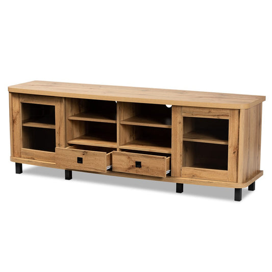 Baxton Studio - Walda TV Stand in Oak Brown/Black - TV838070-Wotan Oak view 2