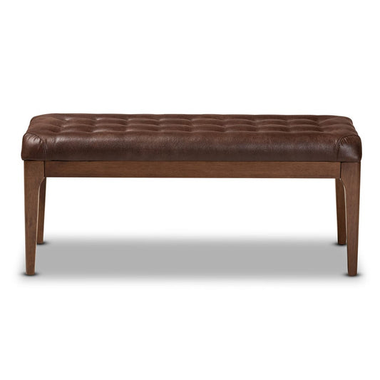 Baxton Studio - Walsh Dining Bench in Dark Brown/Walnut Brown - WM5030-Dark Brown/Walnut view 2