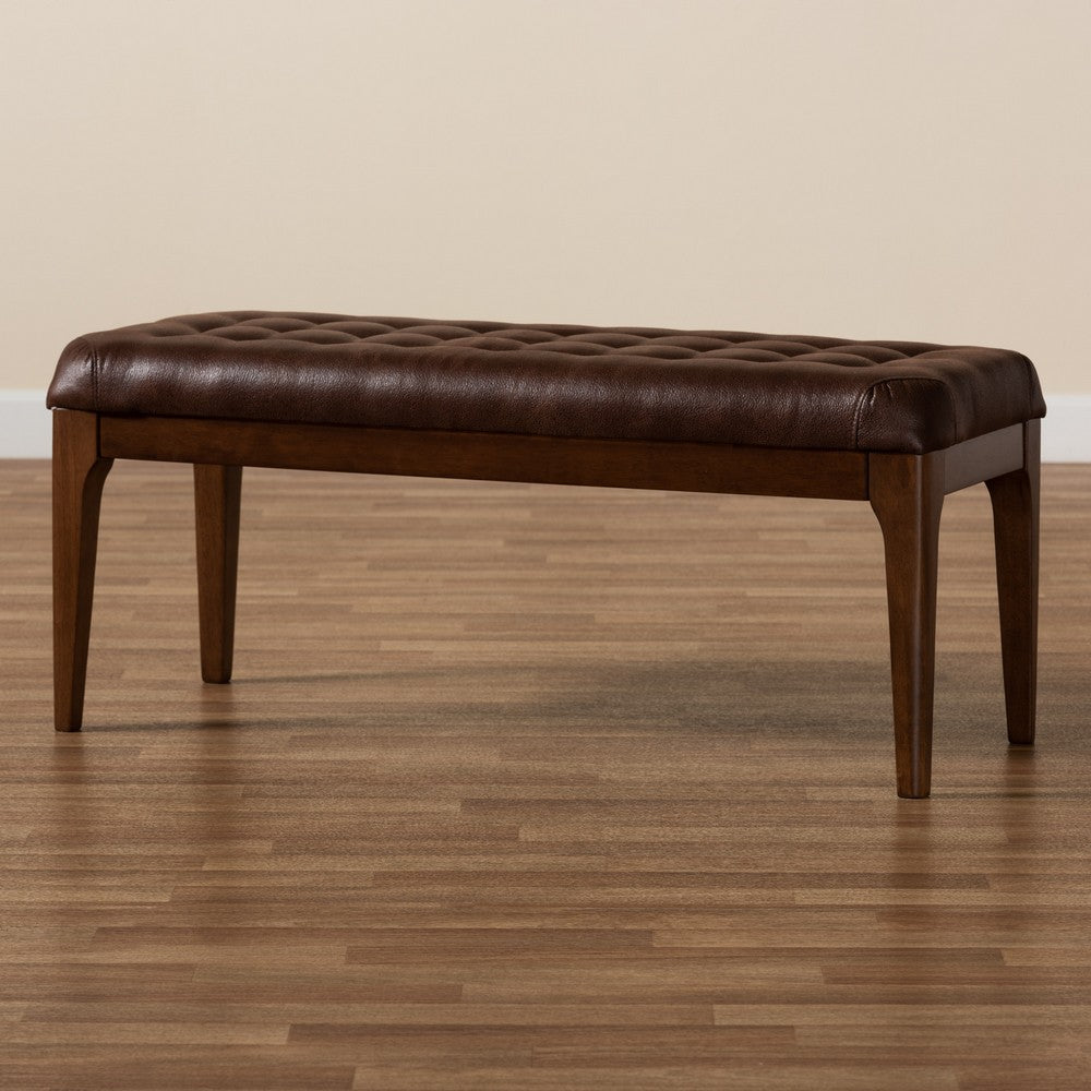 Baxton Studio - Walsh Dining Bench in Dark Brown/Walnut Brown - WM5030-Dark Brown/Walnut view 7