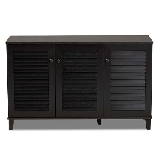 Baxton Studio - Warren Shoe Cabinet in Dark Brown - FP-04LV-Espresso view 2