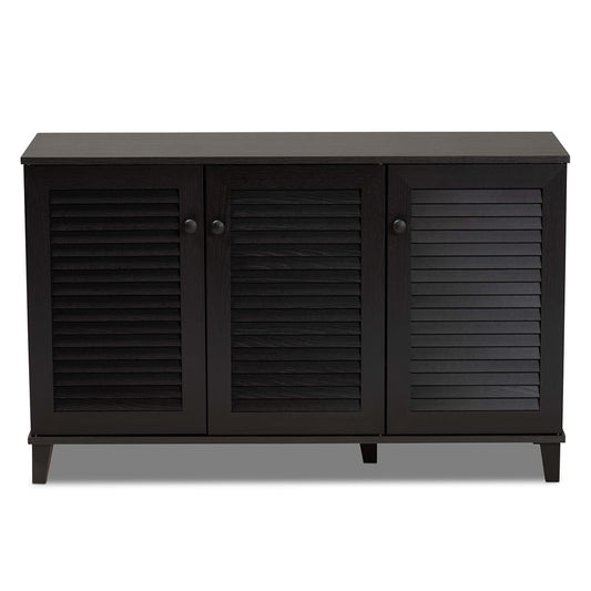 Baxton Studio - Warren Shoe Cabinet in Dark Brown - FP-04LV-Espresso view 2
