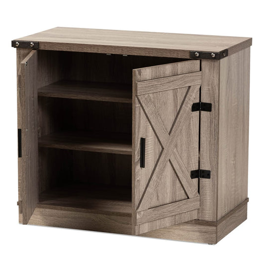 Baxton Studio - Wayne Shoe Cabinet in Oak brown - SC910041-2-Oak-Shoe Cabinet view 2