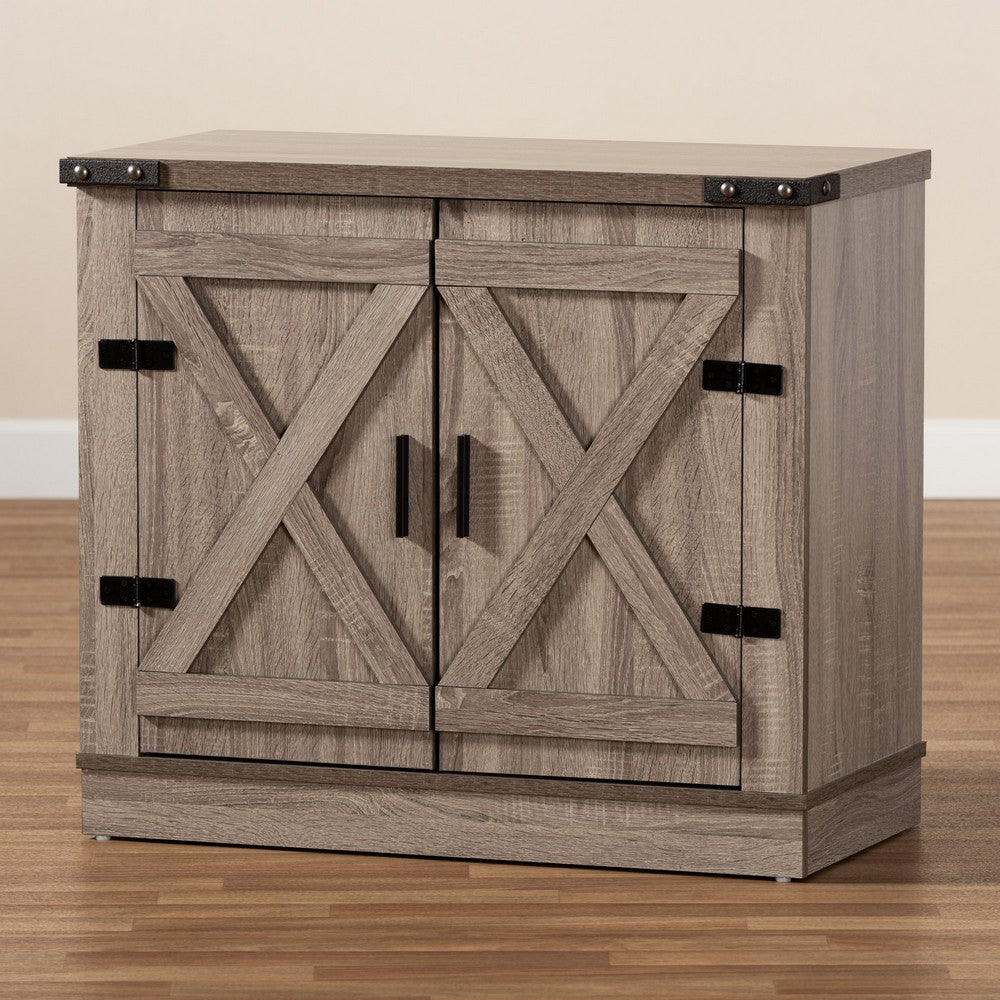 Baxton Studio - Wayne Shoe Cabinet in Oak brown - SC910041-2-Oak-Shoe Cabinet view 9