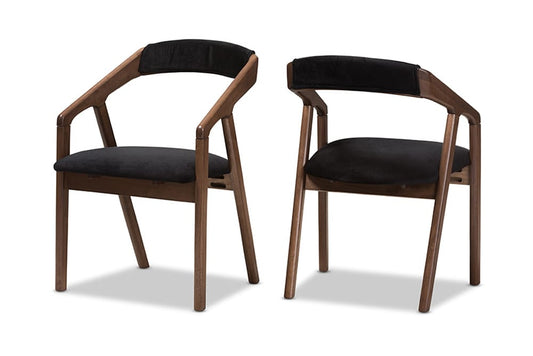 Baxton Studio - Wendy Dining Set - Walnut Sunburst Dining Set view 2