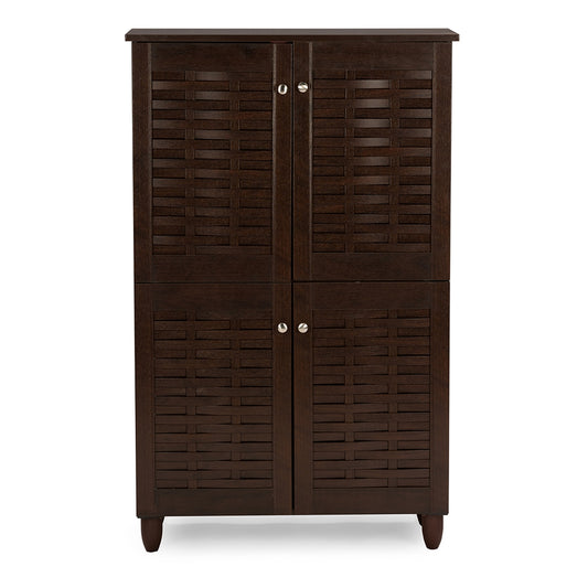 Baxton Studio - Winda Shoe Cabinet in Dark Brown - SC864574 B-Wenge view 2