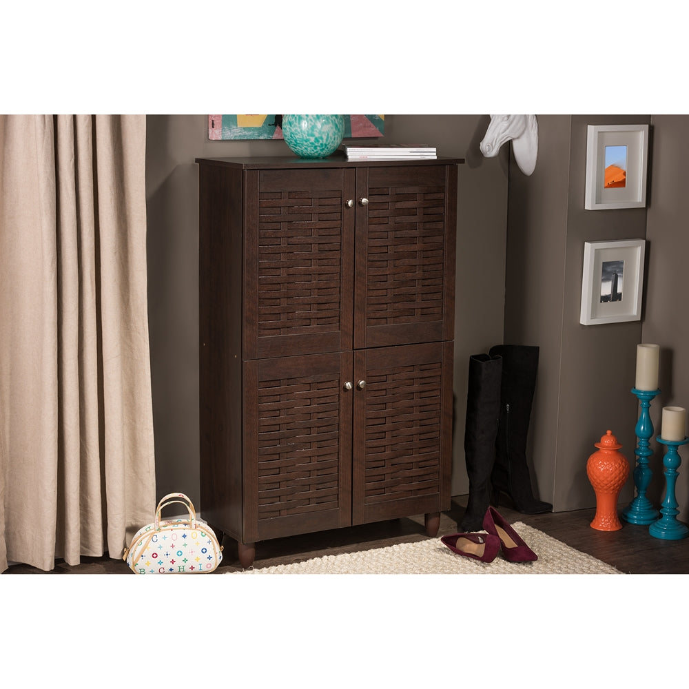 Baxton Studio - Winda Shoe Cabinet in Dark Brown - SC864574 B-Wenge view 8