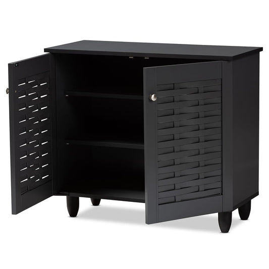 Baxton Studio - Winda Shoe Cabinet in Dark Gray - SC864572 B-Dark Grey-Shoe Cabinet view 2