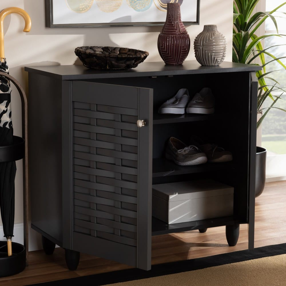 Baxton Studio - Winda Shoe Cabinet in Dark Gray - SC864572 B-Dark Grey-Shoe Cabinet view 11