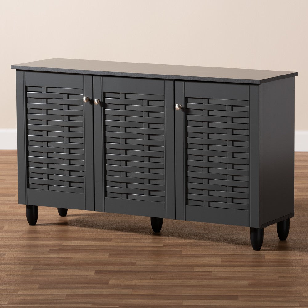 Baxton Studio - Winda Shoe Cabinet in Dark Gray - SC864573 B-Dark Grey-Shoe Cabinet view 9