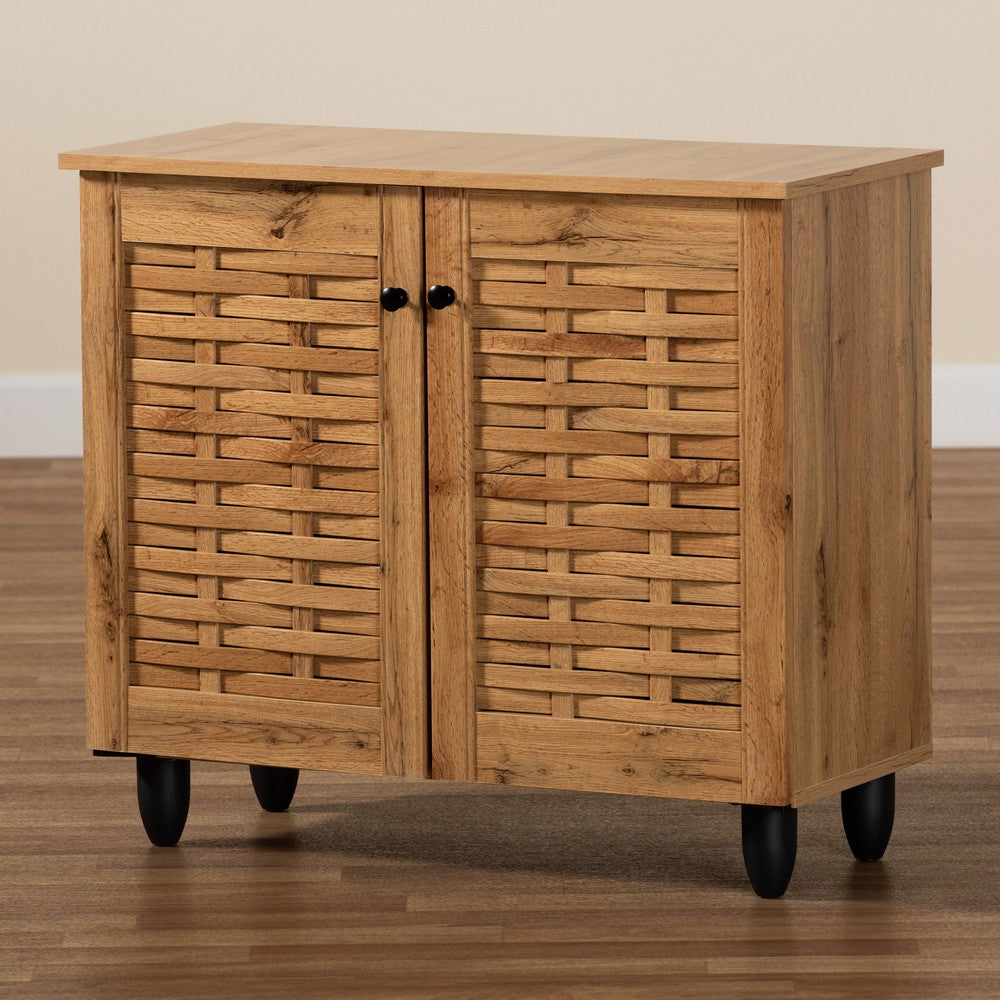 Baxton Studio - Winda Shoe Cabinet in Oak Brown/Black - SC864572 B-Wotan Oak view 9