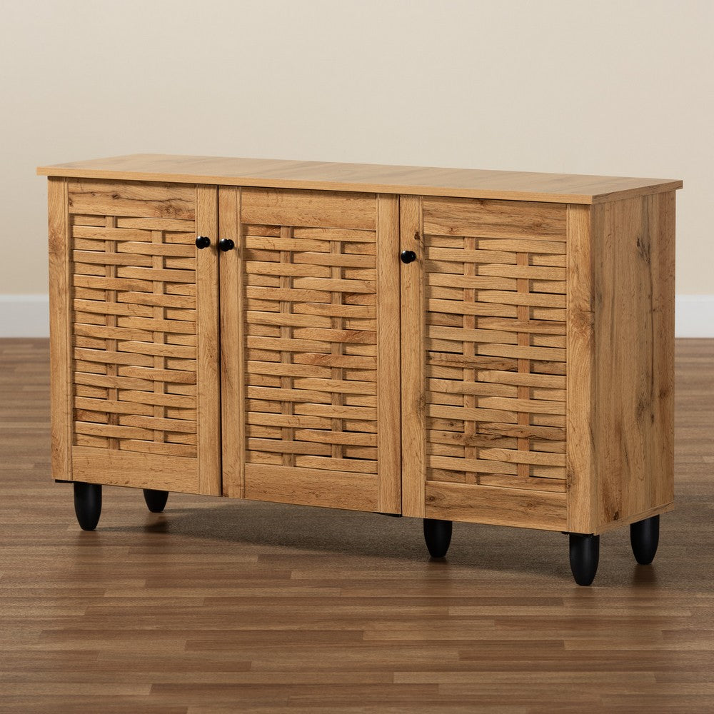 Baxton Studio - Winda Shoe Cabinet in Oak Brown/Black - SC864573 B-Wotan Oak view 9