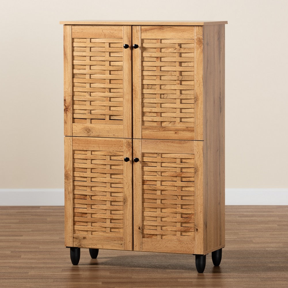 Baxton Studio - Winda Shoe Cabinet in Oak Brown/Black - SC864574 B-Wotan Oak view 9