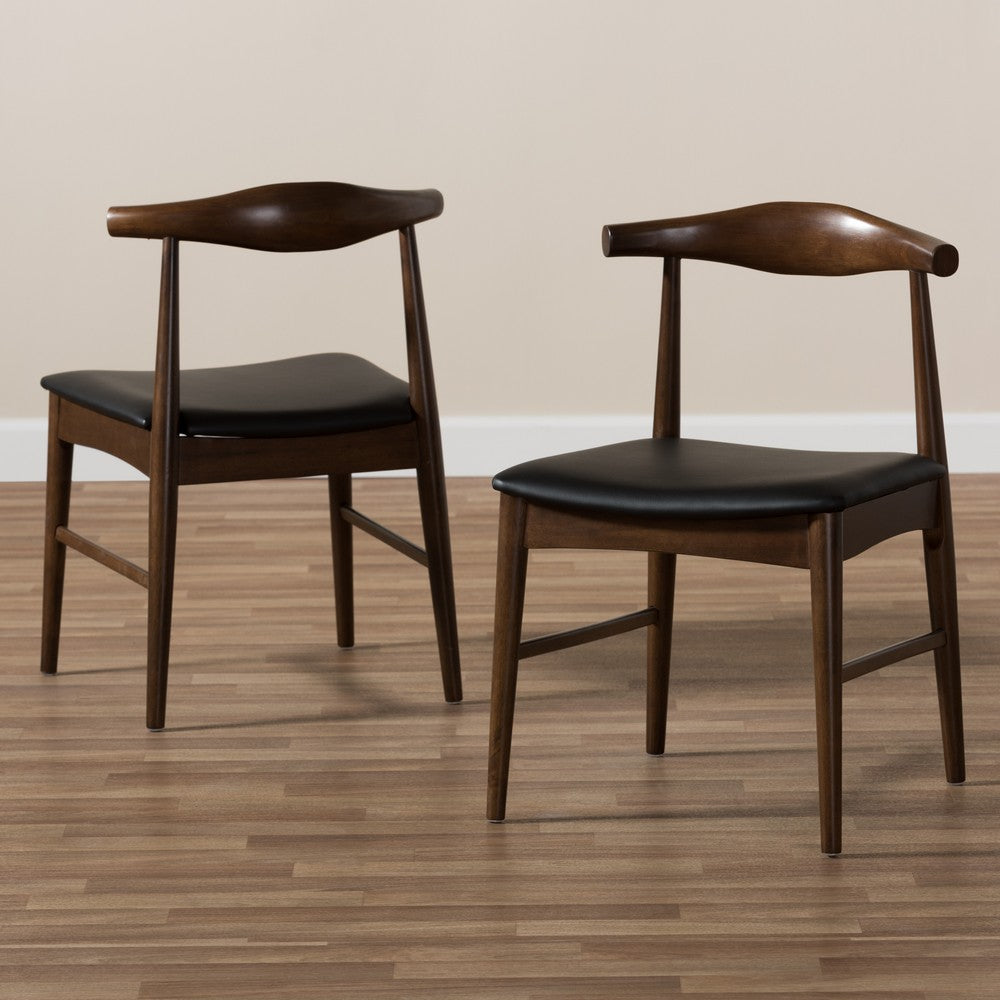 Baxton Studio - Winton Set of 2 Dining Chairs in Black/Walnut Brown - RT514-CHR view 7