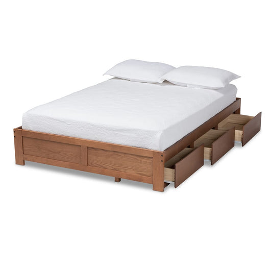 Baxton Studio - Wren Full Size Bed Frame in Walnut - MG6001-Walnut-Full view 2