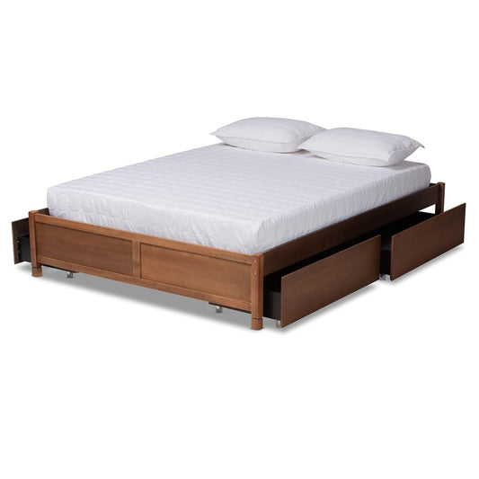Baxton Studio - Yara Full Size Bed Frame in Walnut Brown - MG0068-Walnut-4DW-Full-Frame view 2