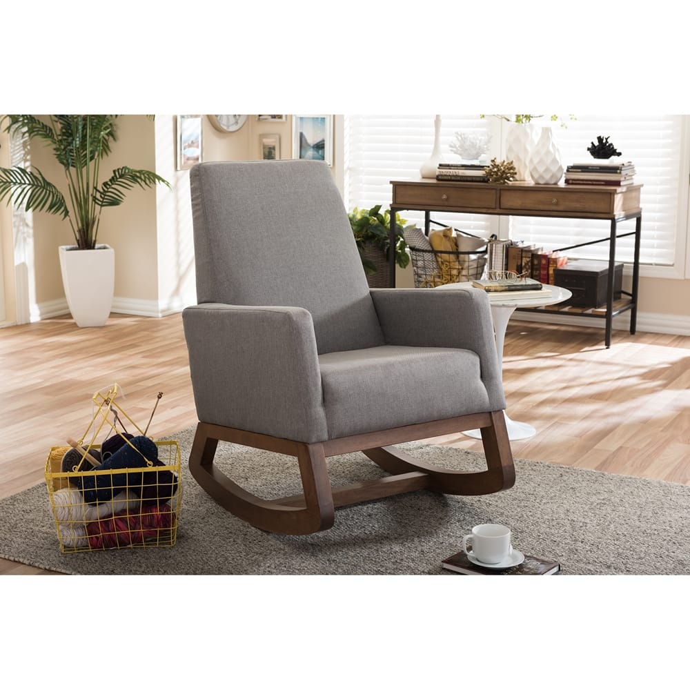 Baxton Studio - Yashiya Rocking Chair in Grey - BBT5199-Grey view 5