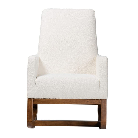 Baxton Studio - Yashiya Rocking Chair in Off-White/Walnut Brown - BBT5199-Cream/Walnut-RC view 2