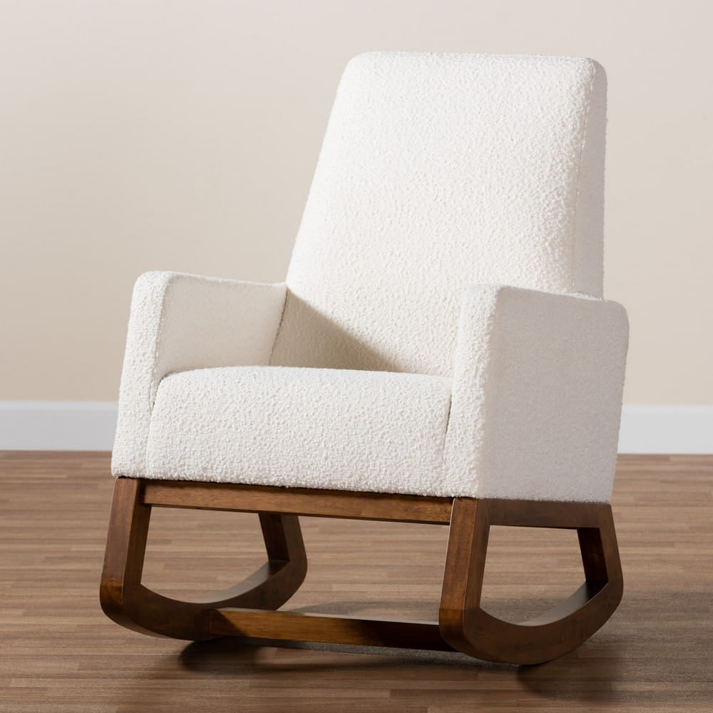 Baxton Studio - Yashiya Rocking Chair in Off-White/Walnut Brown - BBT5199-Cream/Walnut-RC view 9