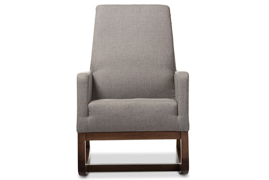 Baxton Studio - Yashiya Rocking Chair with Ottoman in Grey - BBT5199-Grey Set view 2