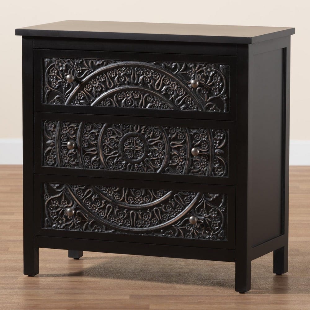 Baxton Studio - Yelena Storage Cabinet in Black/Chrome - JY23A006-Wooden-Storage Cabinet view 9