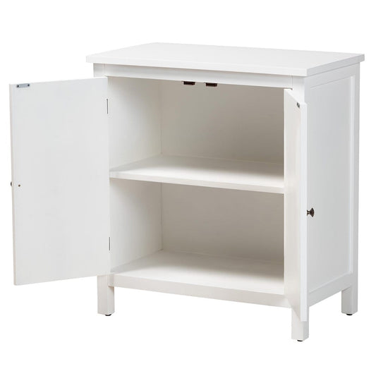 Baxton Studio - Yelena Storage Cabinet in White/Chrome - JY23A004-Wooden-Storage Cabinet view 2