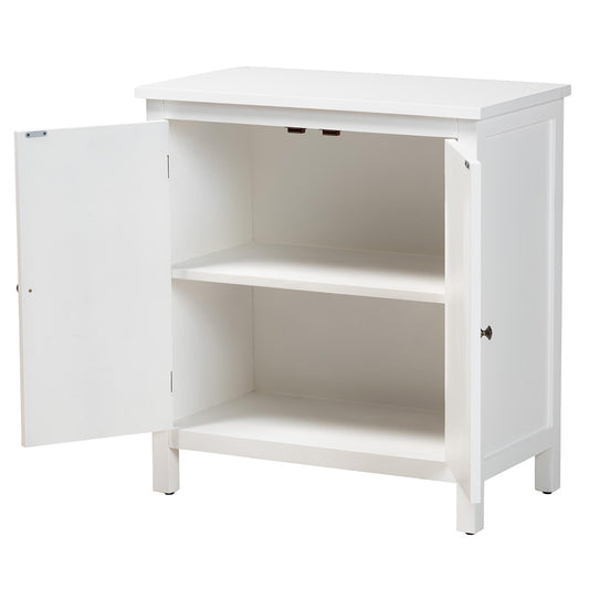 Baxton Studio - Yelena Storage Cabinet in White/Chrome - JY23A004-Wooden-Storage Cabinet view 2