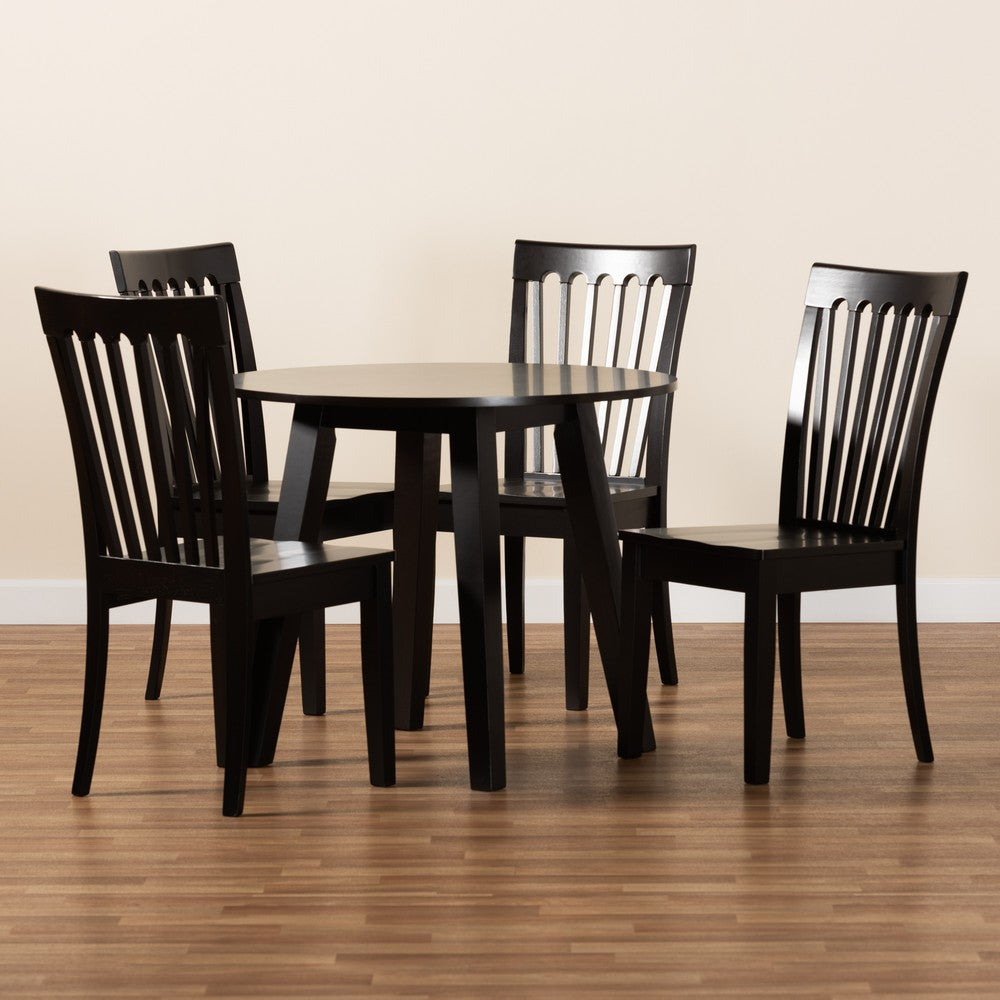 Baxton Studio - Zala Dining Set in Dark Brown - Zala-Dark Brown-5PC Dining Set view 8