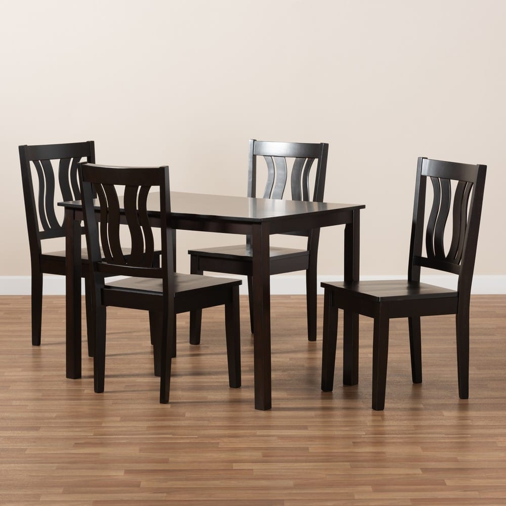 Baxton Studio - Zamira Dining Set in Dark Brown - Zamira-Dark Brown-5PC Dining Set view 8