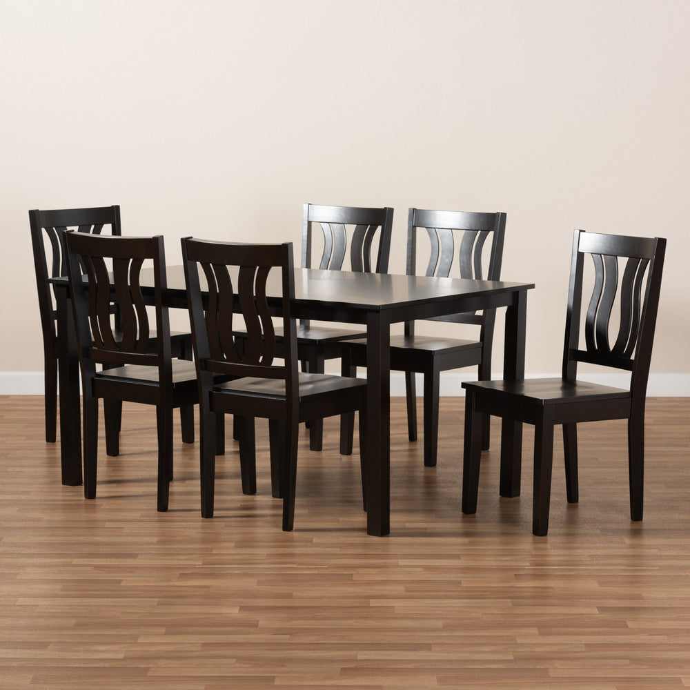 Baxton Studio - Zamira Dining Set in Dark Brown - Zamira-Dark Brown-7PC Dining Set view 8